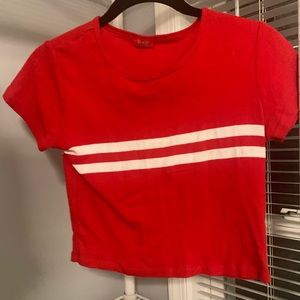 brandy melville red and white striped crop top